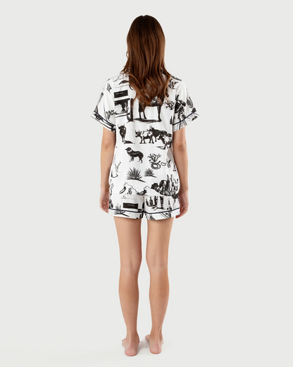 Marfa Toile Pajama Short Set - Black Pajamas Katie Kime