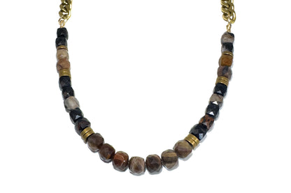 Petrified Wood and Tourmaline Necklace NECKLACES Rachel Nathan