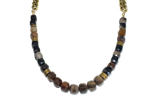 Petrified Wood and Tourmaline Necklace NECKLACES Rachel Nathan