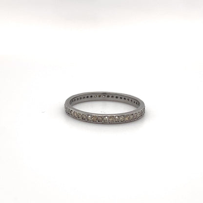 Silver Stack Band with Champagne Diamonds Rings Armenta