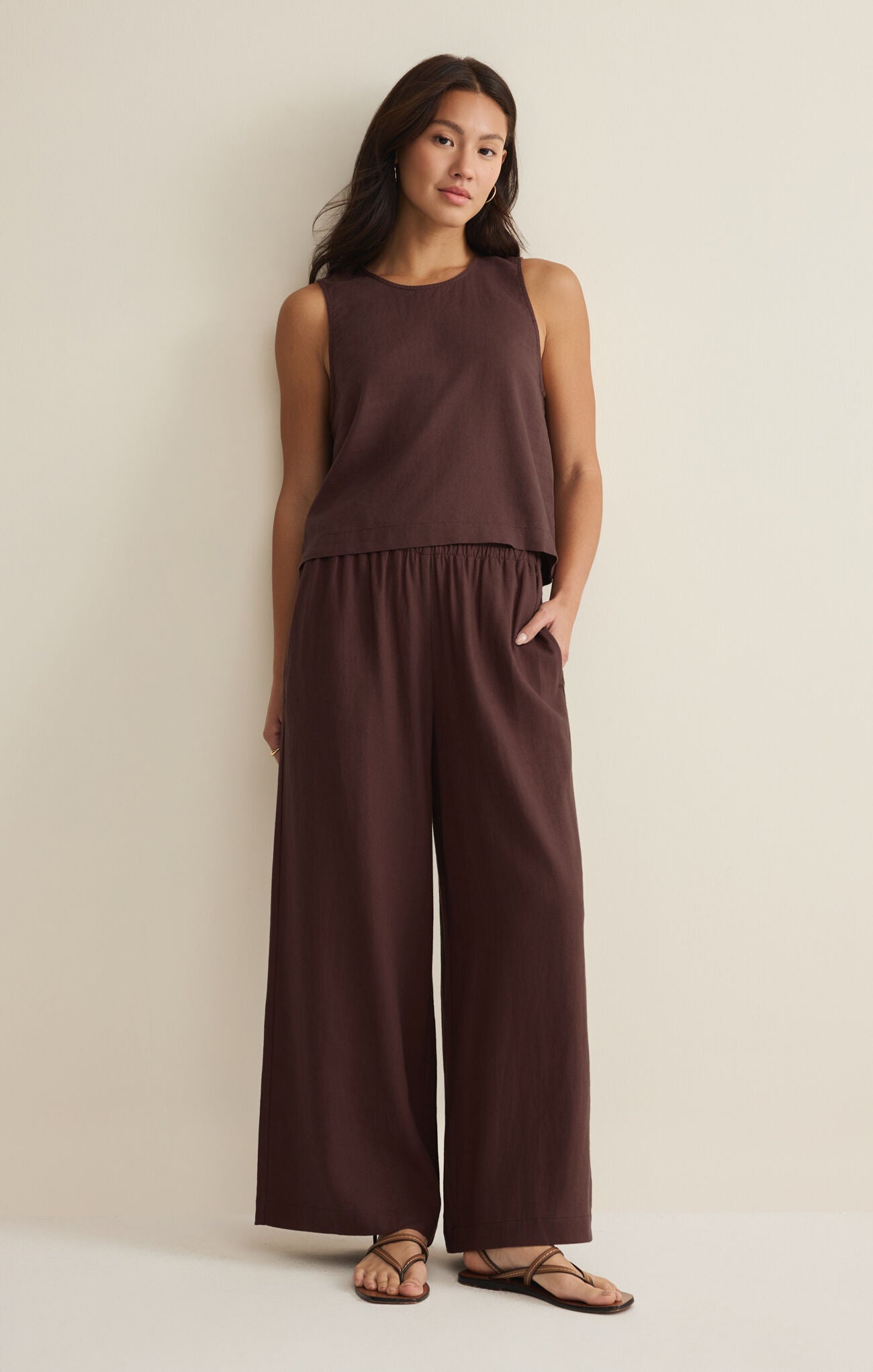 Sloane Linen Top - Chocolate Cherry Top Z Supply