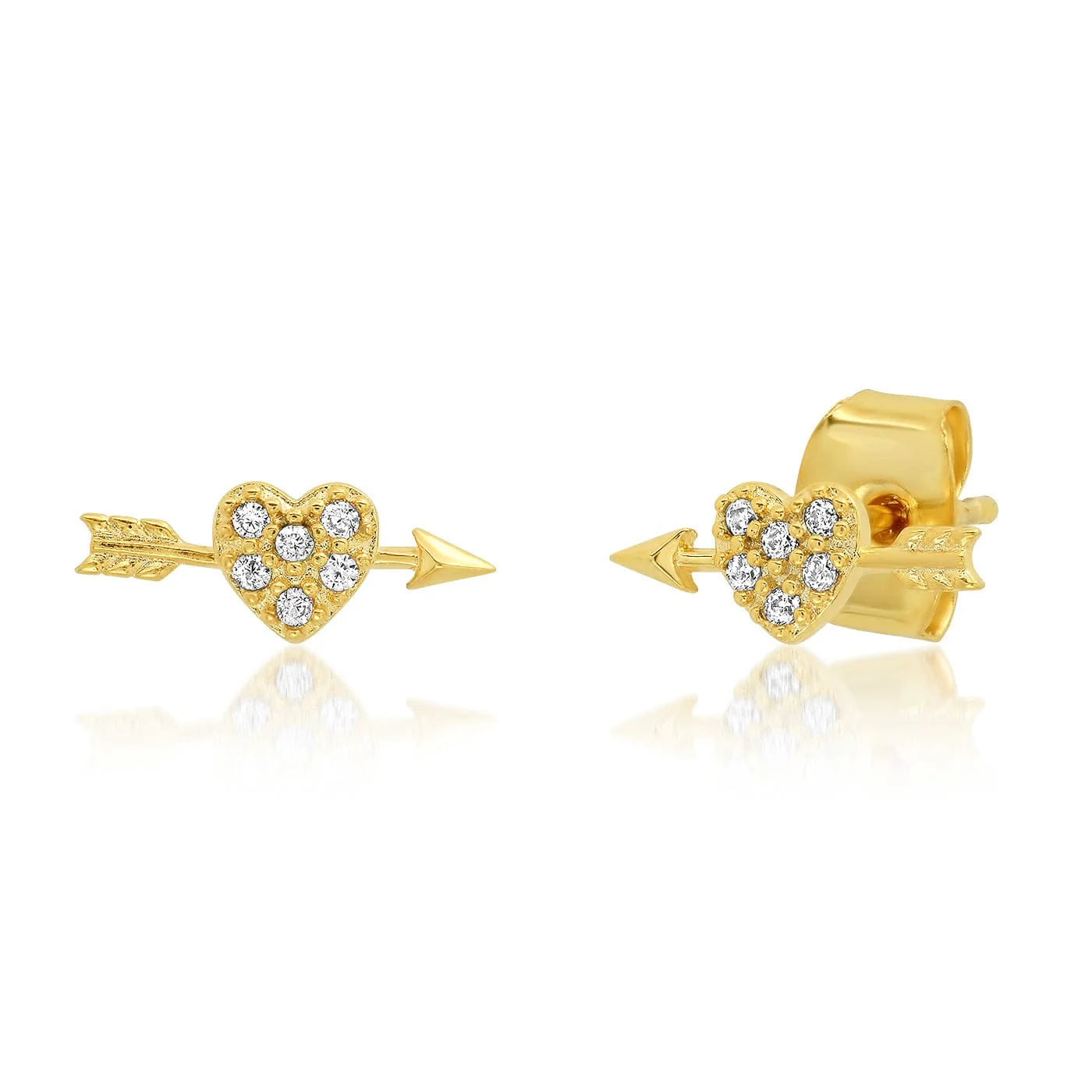 Pave Heart and Arrow Studs Earrings Tai Jewelry
