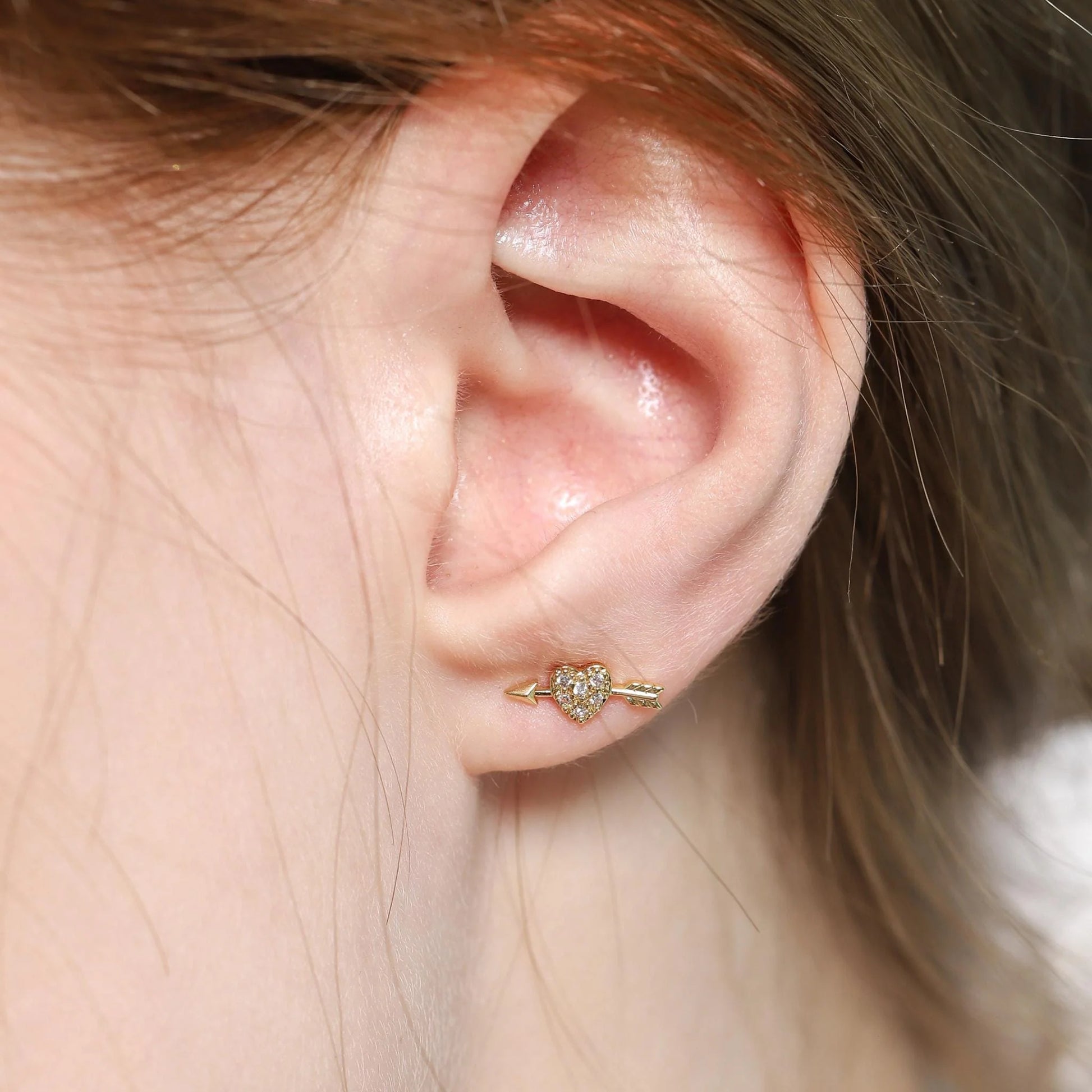 Pave Heart and Arrow Studs Earrings Tai Jewelry