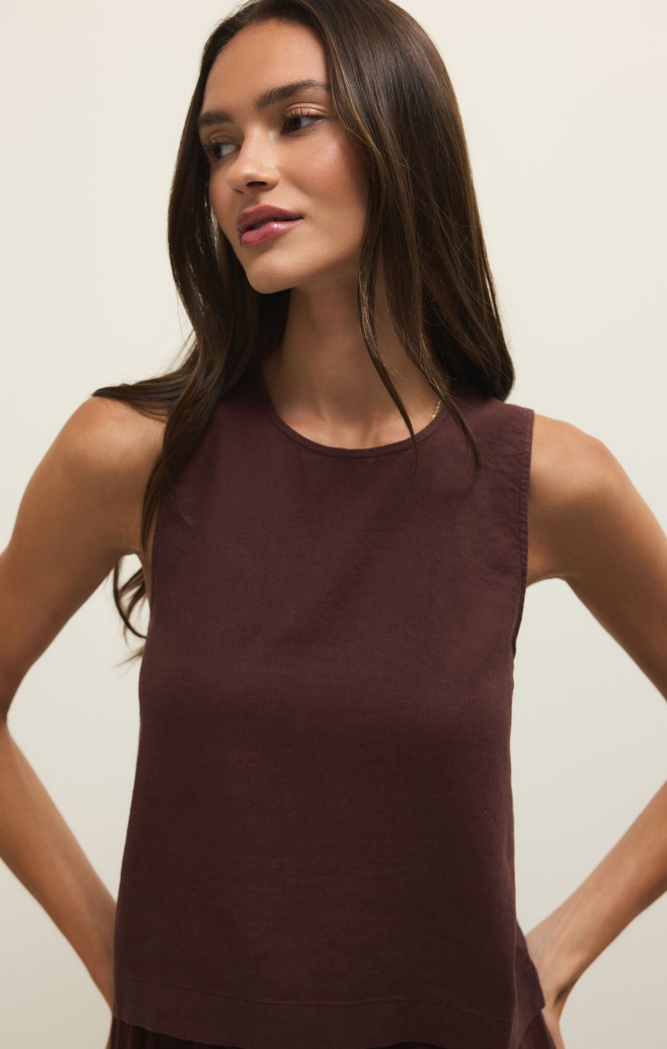 Sloane Linen Top - Chocolate Cherry Top Z Supply