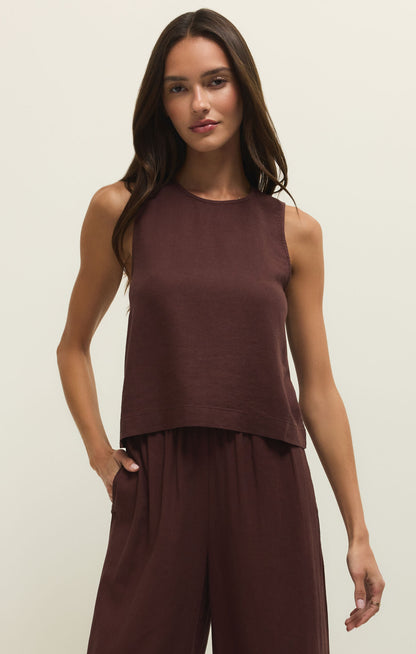 Sloane Linen Top - Chocolate Cherry Top Z Supply