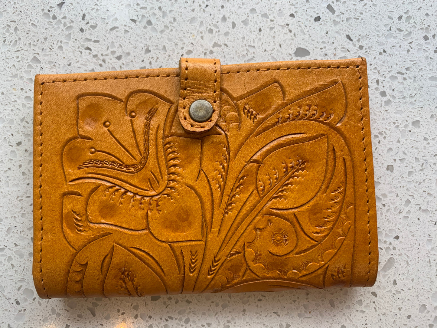 Hand-Tooled Leather Passport Cover/Wallet Wallets Hide and Chic Yellow  