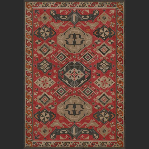Vinyl Floor Mat - Williamsburg/Traditional/All Spice Rectangle spicher and co Rectangle: 52x76  