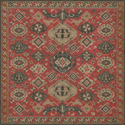 Vinyl Floor Mat - Williamsburg/Traditional/All Spice Rectangle spicher and co Square: 36x36  