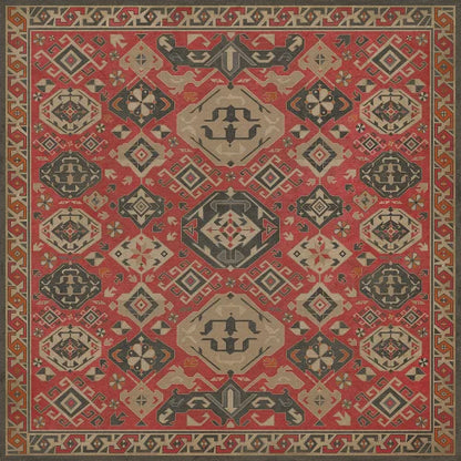 Vinyl Floor Mat - Williamsburg/Traditional/All Spice Rectangle spicher and co Square: 48x48  
