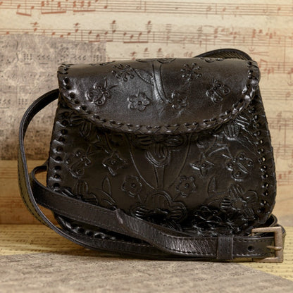 Camila Hand-Tooled Leather Crossbody Crossbodies Hide and Chic Black  