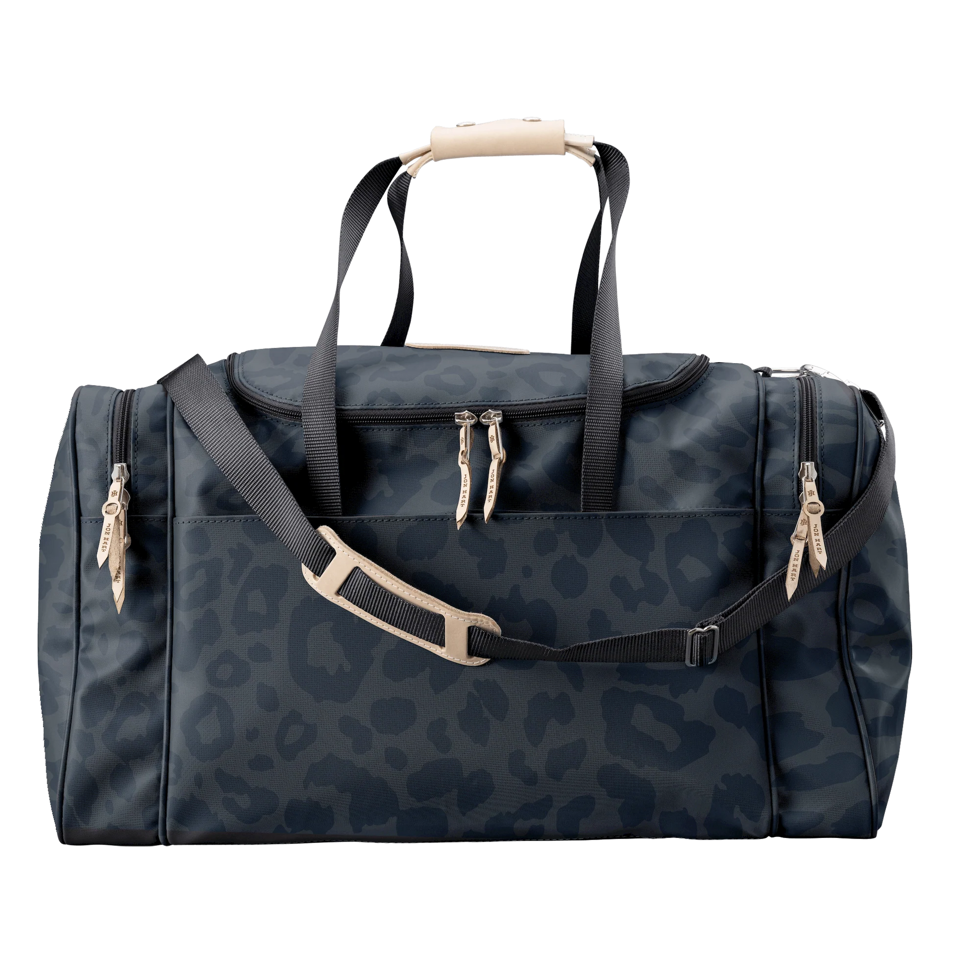 Large Square Duffel (Order in any color!) Duffel Bags Jon Hart Dark Leopard Coated Canvas  