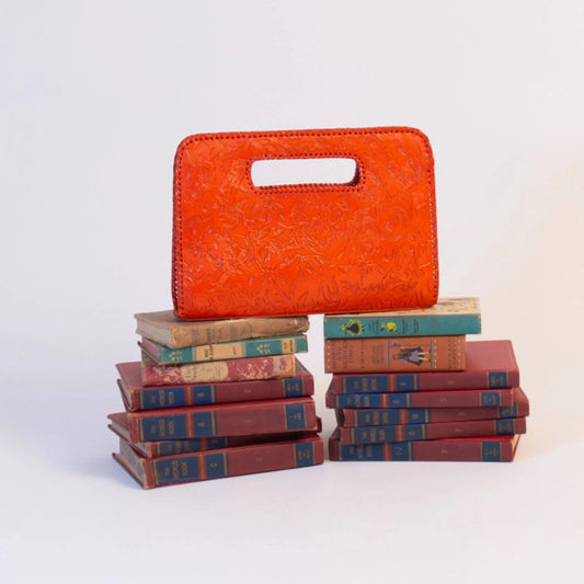 Catalina Hand-Tooled Leather Clutch Clutch Hide and Chic Orange  