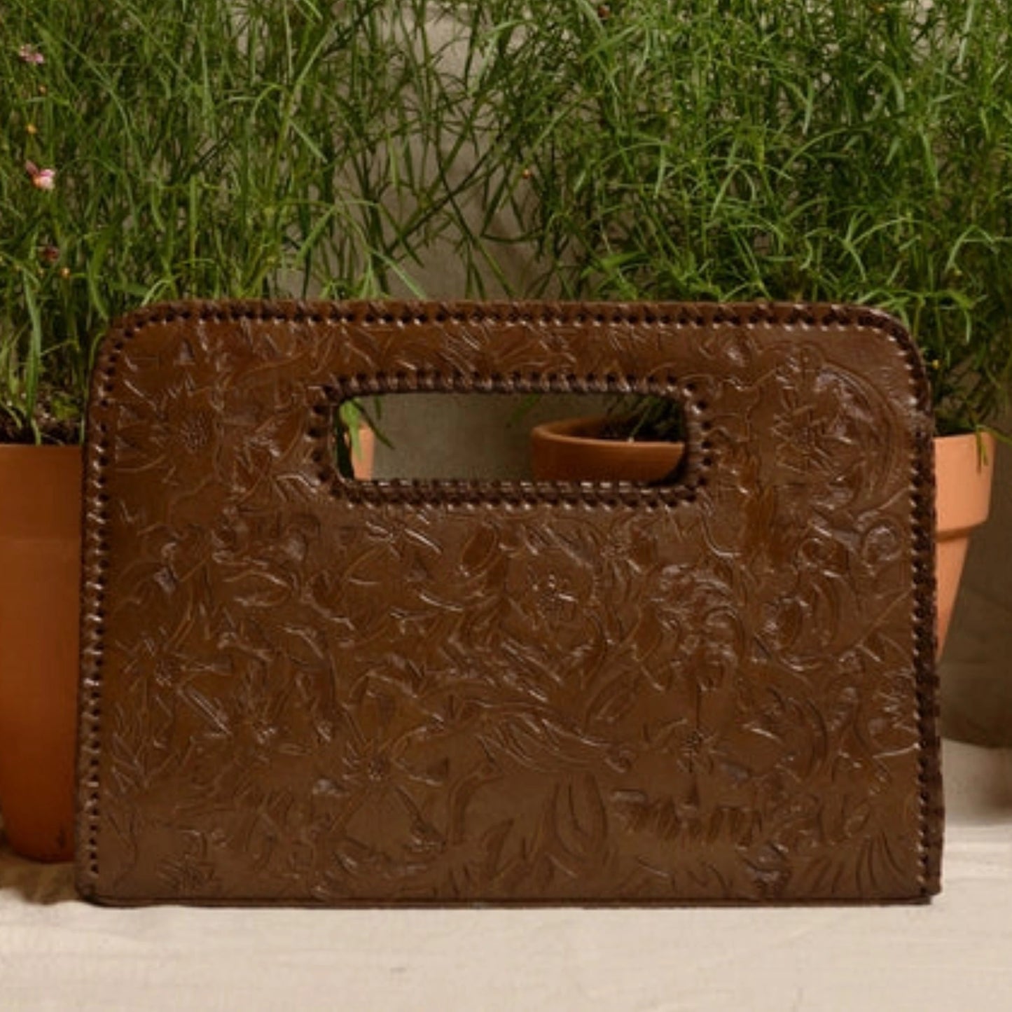 Catalina Hand-Tooled Leather Clutch Clutch Hide and Chic Honey  