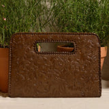Catalina Hand-Tooled Leather Clutch
