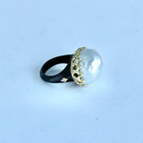 Baroque Pearl Statement & White Diamonds Ring