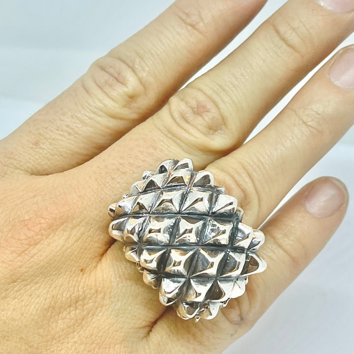 Large Silver Pineapple Top Ring Rings Dian Malouf   