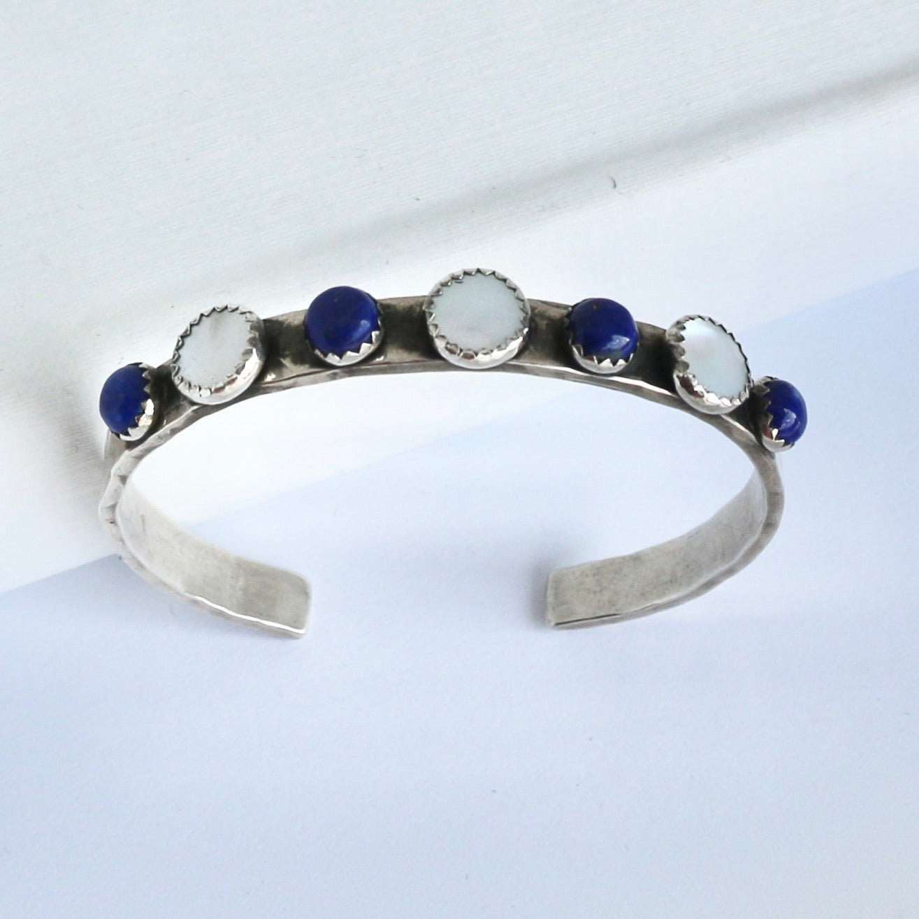 6mm Mother of Pearl and Lapis Cuff Cuffs Richard Schmidt   