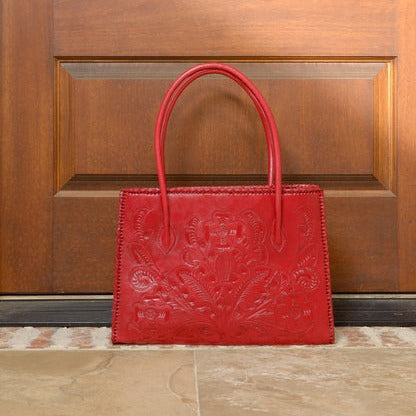 Alejandra Hand-Tooled Leather Purse Purse Hide and Chic Red  