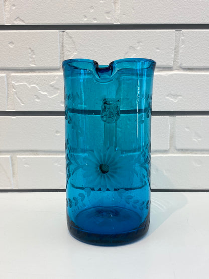 Mexico Condessa Cylinder Glass Pitcher - Aqua Pitchers Rose Ann Hall Designs   