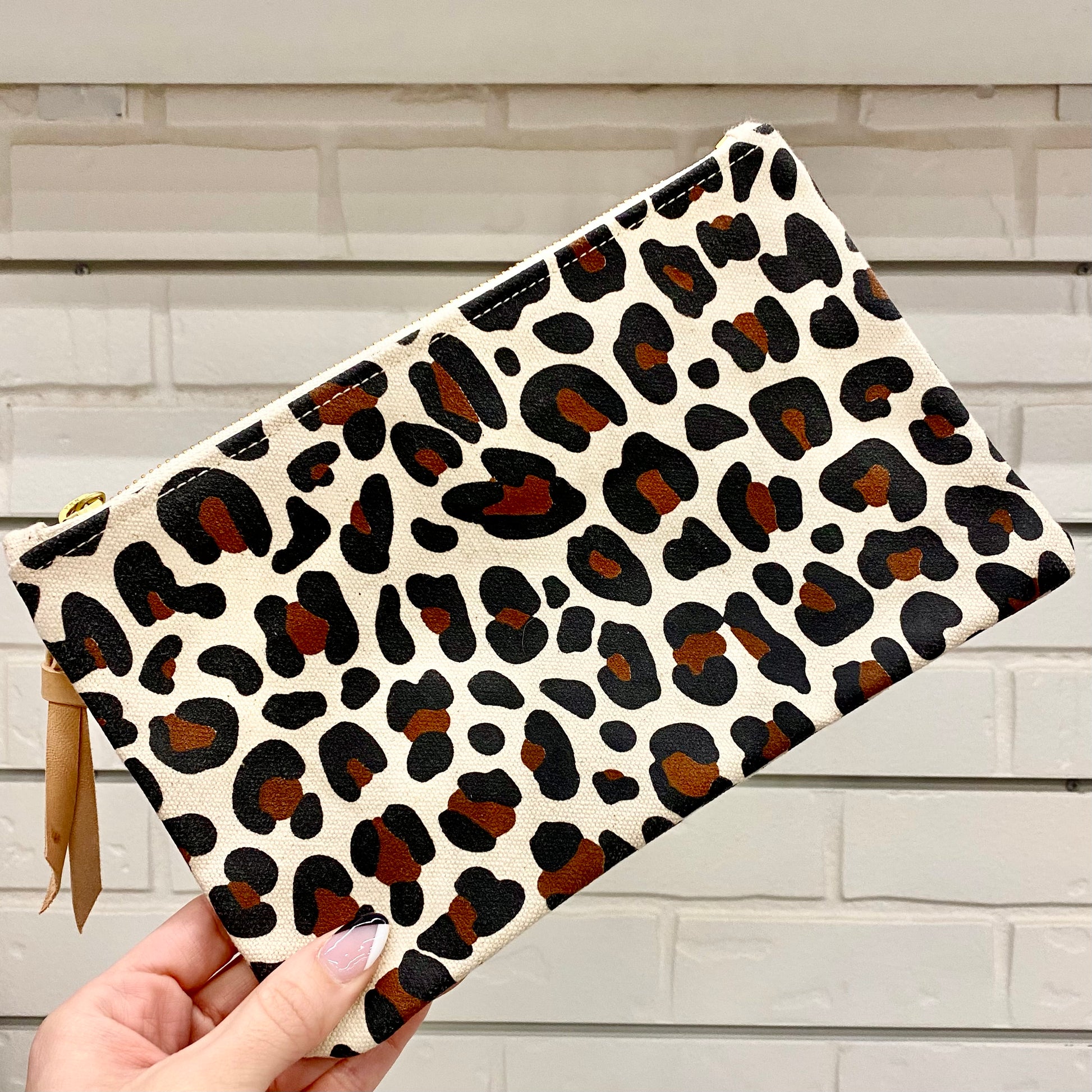 Blank Leopard Canvas Large Zip Pouch Pouches/Small Bags Helene Thomas   