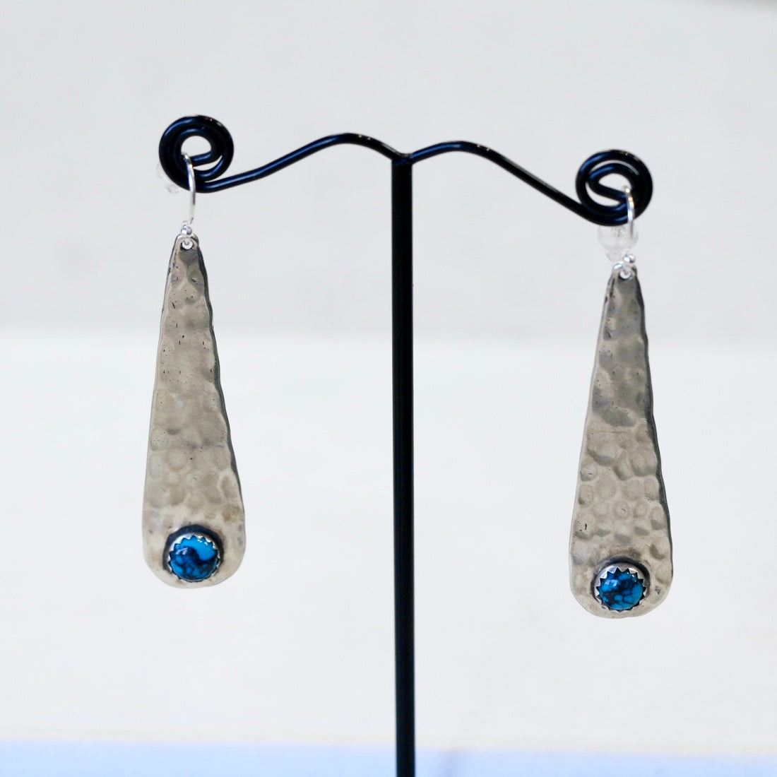 Long Solid Teardrop Earrings with Turquoise Earrings Richard Schmidt   