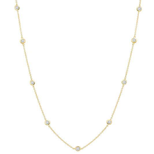 Bezel 16" Necklace Finished in 18kt Yellow Gold Necklaces Crislu Jewelry   