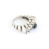 Black Onyx Braided Top Sterling Stacker Ring