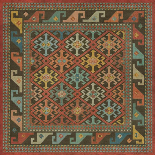 Vinyl Floor Mat - Persian Bazaar/Daghestan/Vedma Rectangle spicher and co Square: 36x36  