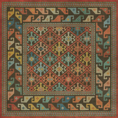 Vinyl Floor Mat - Persian Bazaar/Daghestan/Vedma Rectangle spicher and co Square: 48x48  
