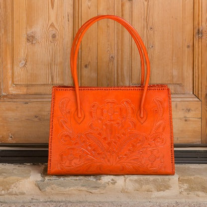 Alejandra Hand-Tooled Leather Purse Purse Hide and Chic Orange  