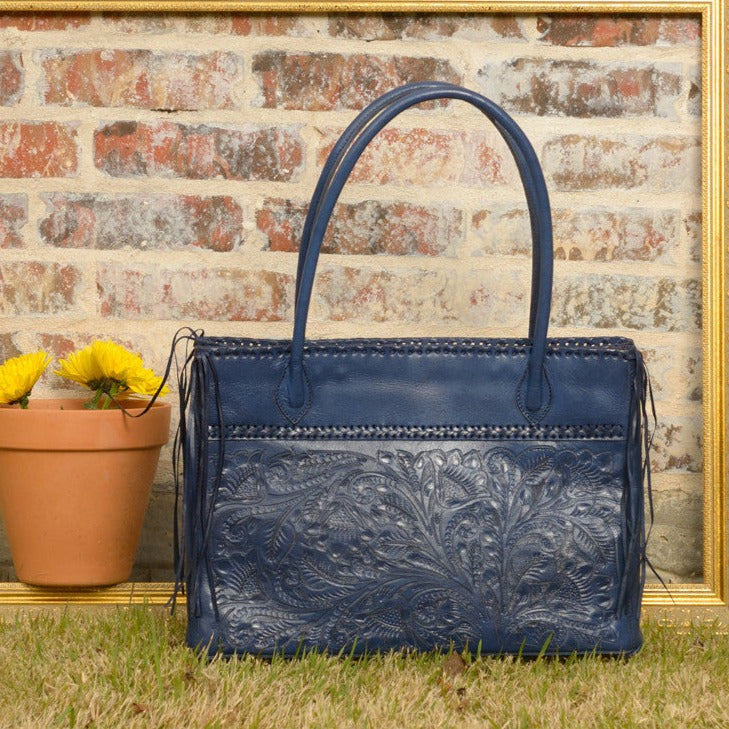 Classic Leather Handbag | Handmade Leather purse | Blue women handbag |  Laptop tote handbag