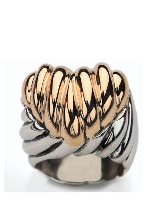 Brooke Elizabeth Heart Ring Rings Dian Malouf Silver/Gold 5