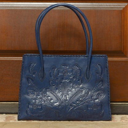 Alejandra Hand-Tooled Leather Purse Purse Hide and Chic Navy  