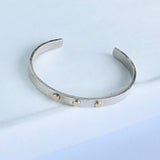 6mm Sterling Hammered Cuff with 3 Gold Dots
