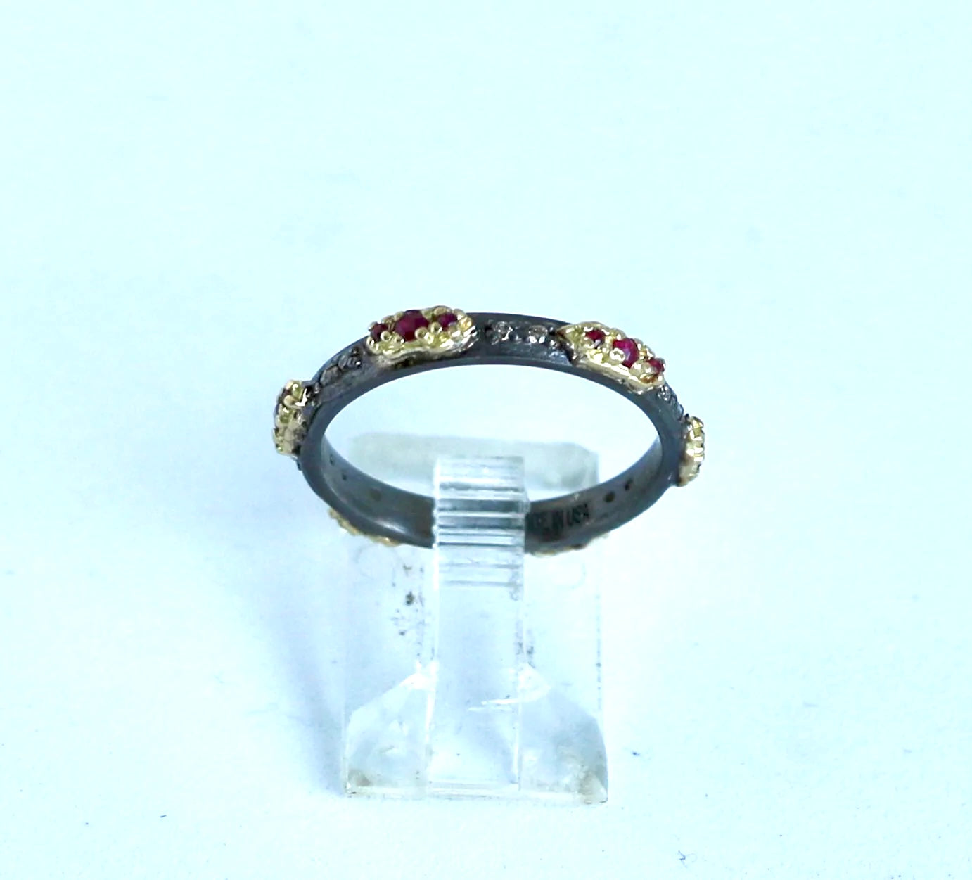 Rubies and Diamonds Mini Scroll Stack Band Ring Rings Armenta   