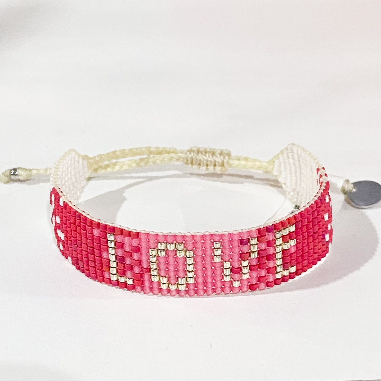 Word Beaded Bracelet Bracelets Mishky "LOVE" - Pink/Red  