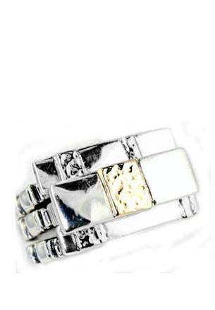 Oriental Stack Set Rings Dian Malouf Silver/Gold 5.5 (Allow 6-8 weeks) 
