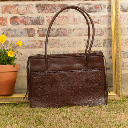 Augustina Hand-Tooled Leather Purse Purse Hide and Chic Brown  