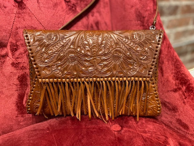Eliana Hand-Tooled Leather Crossbody Crossbodies Hide and Chic Camel  
