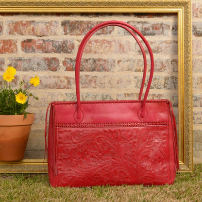 Augustina Hand-Tooled Leather Purse Purse Hide and Chic Red  