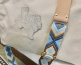 Large Cotton Canvas Tote with Cowhide Texas