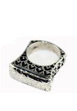 All Silver Wide Textured Bar Ring