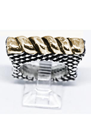 Twist Bar Ring Rings Dian Malouf Silver/Gold 5 (Allow 6-8 weeks) 
