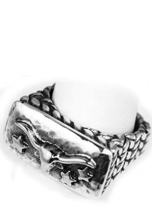 Longhorn with Stars Ring Rings Dian Malouf All Silver 5 (Allow 6-8 weeks) 