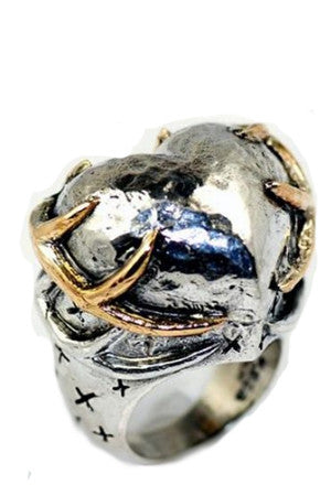 Large Deer Heart Ring Rings Dian Malouf Silver/Gold 5 (Allow 6-8 weeks) 
