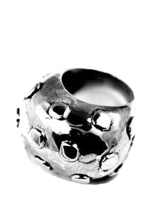Dome Ring with Boxes Rings Dian Malouf All Silver 5 (Allow 6-8 weeks) 