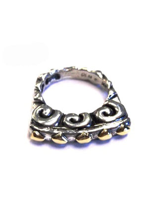 5 Box Top Stack Ring Rings Dian Malouf Silver/Gold 5 (Allow 6-8 weeks) 