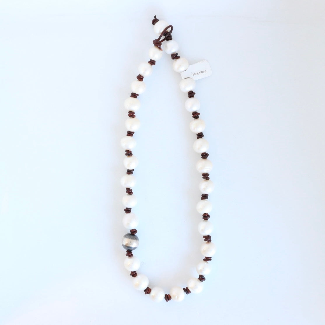 Large Freshwater Pearl and Navajo Bead Choker Necklace Necklaces 2Chicas   