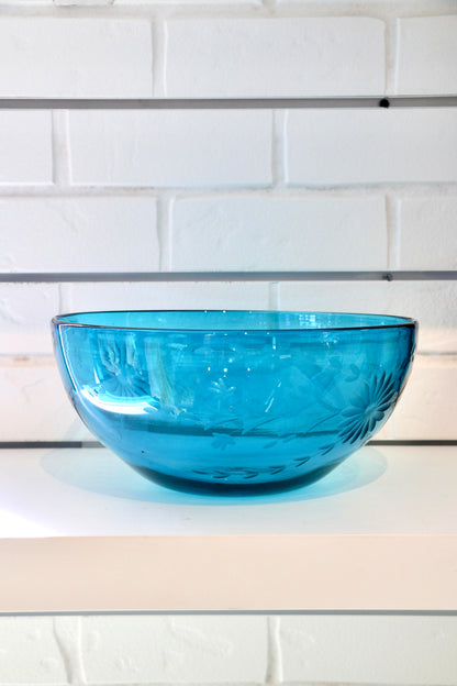 Mexico Condessa Glass Serving Bowl - Aqua Bowls Rose Ann Hall Designs   