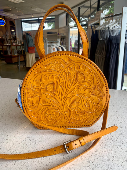 Luna Hand-Tooled Leather Crossbody Crossbodies Hide and Chic   